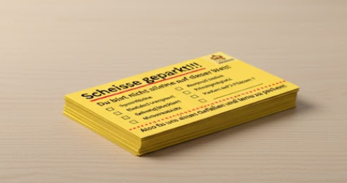 Scheisse geparkt!!! – Falschparker-Karte (10–500 Stück)