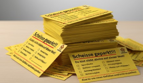 Scheisse geparkt!!! – Falschparker-Karte (10–500 Stück)